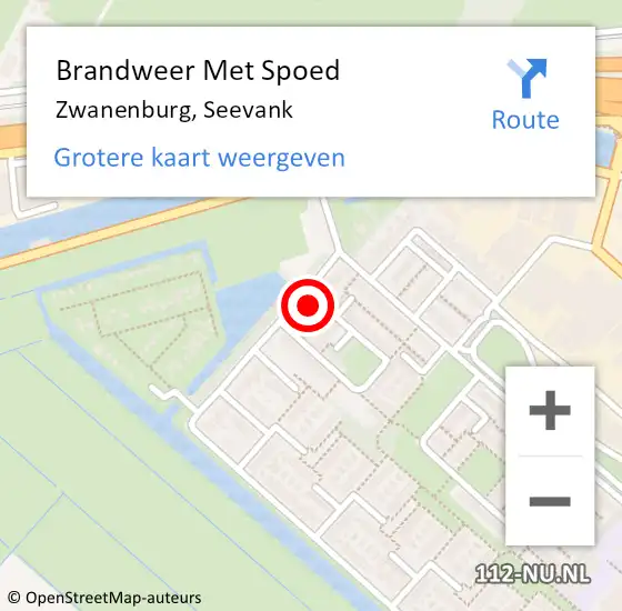 Locatie op kaart van de 112 melding: Brandweer Met Spoed Naar Zwanenburg, Seevank op 6 juli 2023 05:03