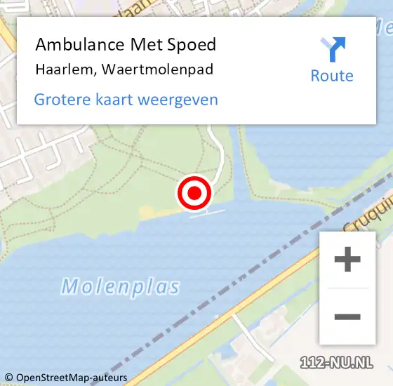 Locatie op kaart van de 112 melding: Ambulance Met Spoed Naar Haarlem, Waertmolenpad op 6 juli 2023 05:46