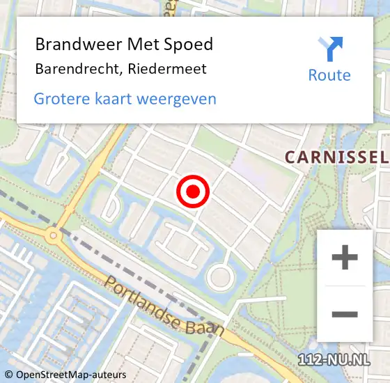 Locatie op kaart van de 112 melding: Brandweer Met Spoed Naar Barendrecht, Riedermeet op 6 juli 2023 07:33