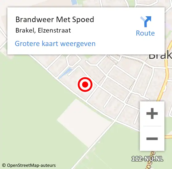 Locatie op kaart van de 112 melding: Brandweer Met Spoed Naar Brakel, Elzenstraat op 6 juli 2023 09:59