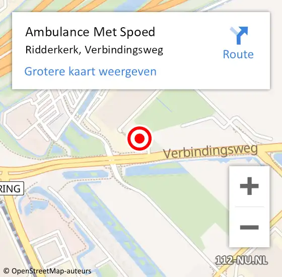 Locatie op kaart van de 112 melding: Ambulance Met Spoed Naar Ridderkerk, Verbindingsweg op 6 juli 2023 10:01