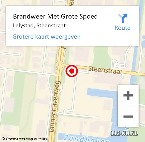 Locatie op kaart van de 112 melding: Brandweer Met Grote Spoed Naar Lelystad, Steenstraat op 6 juli 2023 10:17