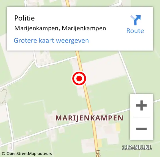 Locatie op kaart van de 112 melding: Politie Marijenkampen, Marijenkampen op 6 juli 2023 10:57