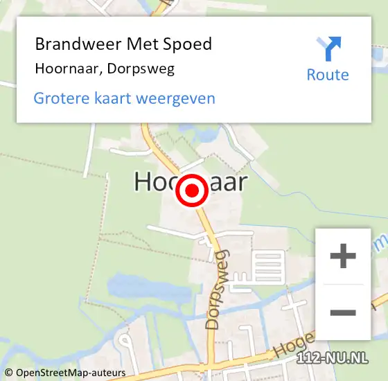 Locatie op kaart van de 112 melding: Brandweer Met Spoed Naar Hoornaar, Dorpsweg op 6 juli 2023 11:15