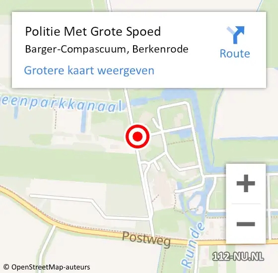 Locatie op kaart van de 112 melding: Politie Met Grote Spoed Naar Barger-Compascuum, Berkenrode op 6 juli 2023 12:40