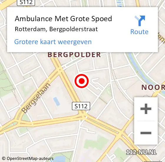 Locatie op kaart van de 112 melding: Ambulance Met Grote Spoed Naar Rotterdam, Bergpolderstraat op 6 juli 2023 14:01