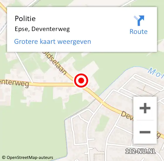Locatie op kaart van de 112 melding: Politie Epse, Deventerweg op 6 juli 2023 16:17
