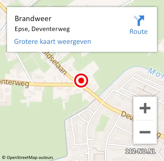 Locatie op kaart van de 112 melding: Brandweer Epse, Deventerweg op 6 juli 2023 16:27