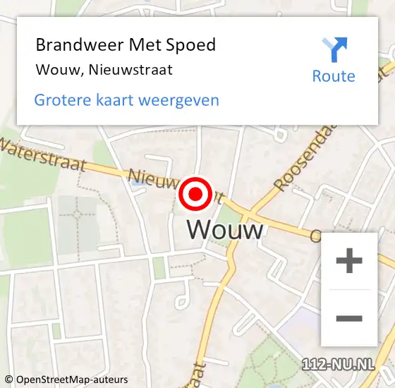 Locatie op kaart van de 112 melding: Brandweer Met Spoed Naar Wouw, Nieuwstraat op 6 juli 2023 16:34