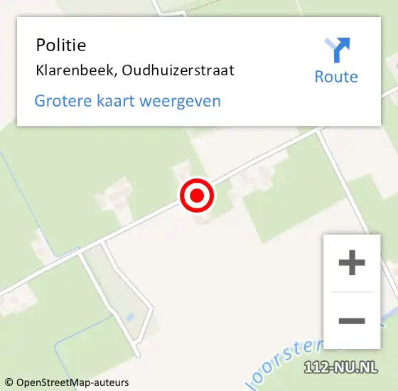 Locatie op kaart van de 112 melding: Politie Klarenbeek, Oudhuizerstraat op 6 juli 2023 17:32