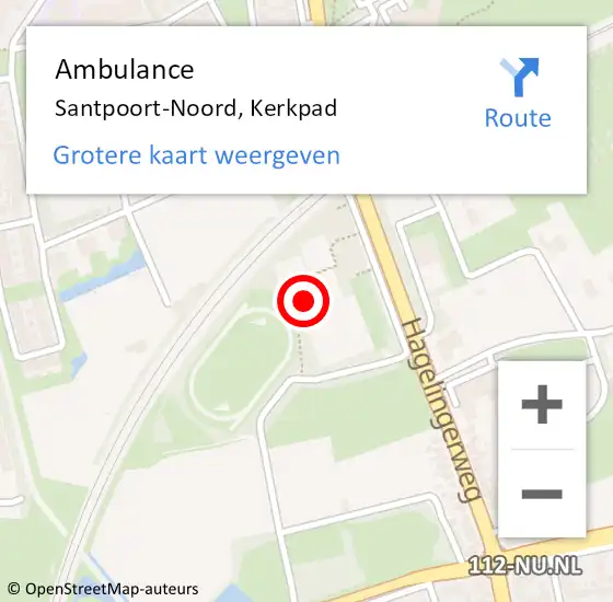 Locatie op kaart van de 112 melding: Ambulance Santpoort-Noord, Kerkpad op 6 juli 2023 17:43