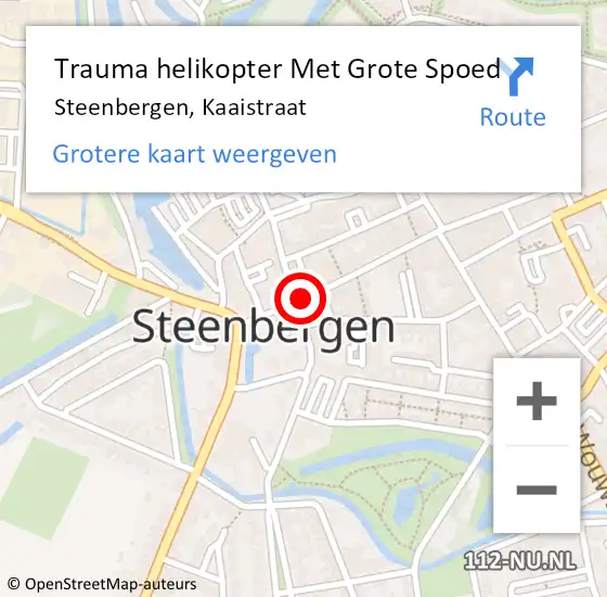 Locatie op kaart van de 112 melding: Trauma helikopter Met Grote Spoed Naar Steenbergen, Kaaistraat op 6 juli 2023 18:49