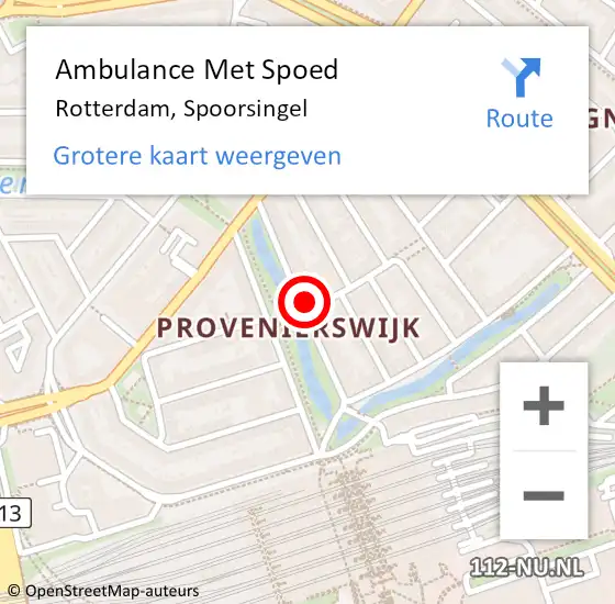 Locatie op kaart van de 112 melding: Ambulance Met Spoed Naar Rotterdam, Spoorsingel op 6 juli 2023 19:46
