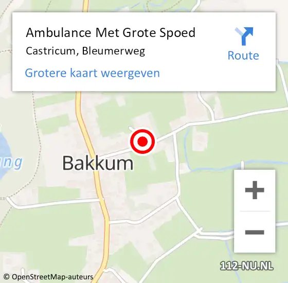 Locatie op kaart van de 112 melding: Ambulance Met Grote Spoed Naar Castricum, Bleumerweg op 6 juli 2023 20:23