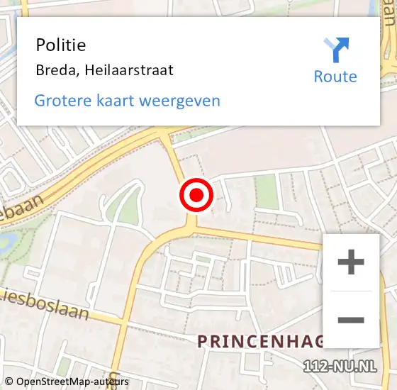 Locatie op kaart van de 112 melding: Politie Breda, Heilaarstraat op 6 juli 2023 21:41