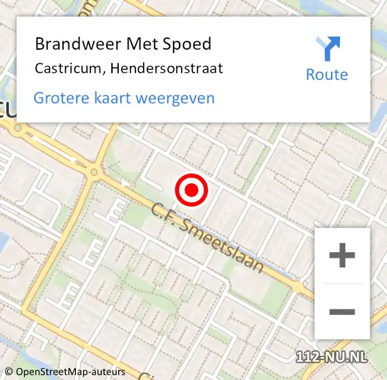 Locatie op kaart van de 112 melding: Brandweer Met Spoed Naar Castricum, Hendersonstraat op 6 juli 2023 22:50