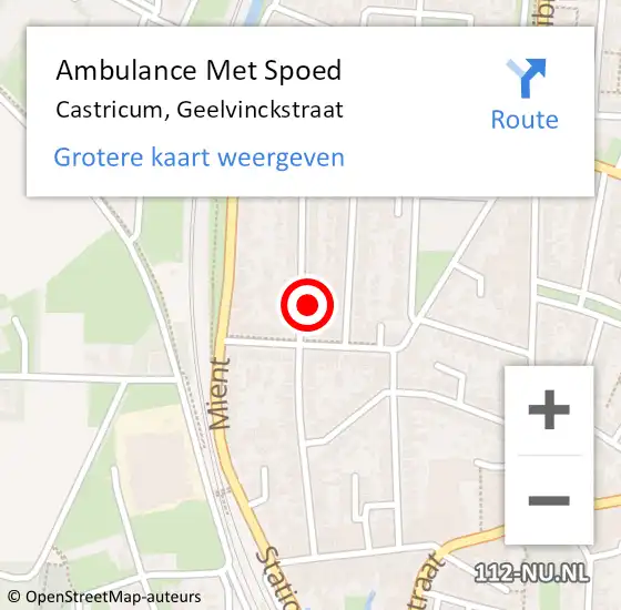 Locatie op kaart van de 112 melding: Ambulance Met Spoed Naar Castricum, Geelvinckstraat op 7 juli 2023 04:43