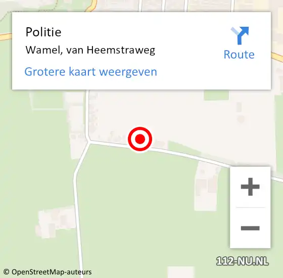 Locatie op kaart van de 112 melding: Politie Wamel, van Heemstraweg op 7 juli 2023 05:54