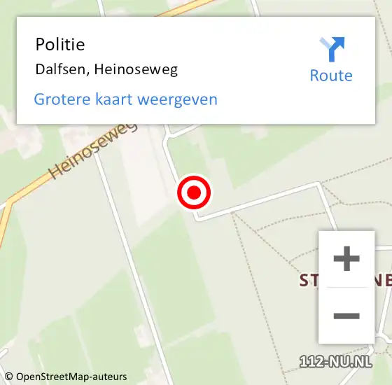 Locatie op kaart van de 112 melding: Politie Dalfsen, Heinoseweg op 7 juli 2023 06:15