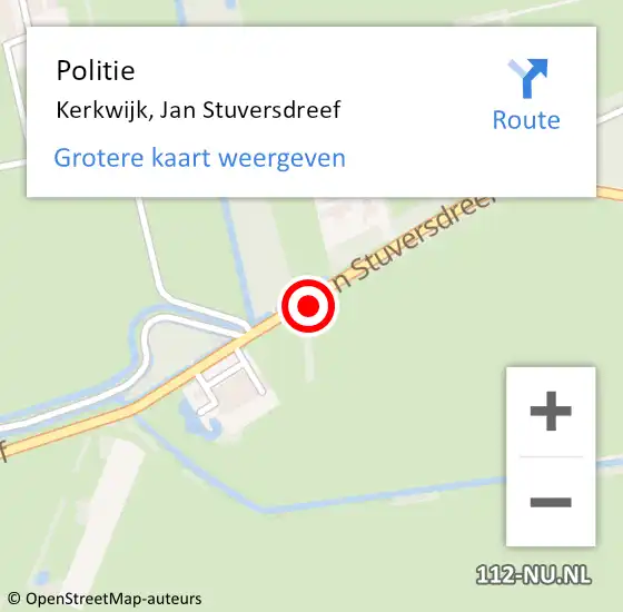 Locatie op kaart van de 112 melding: Politie Kerkwijk, Jan Stuversdreef op 7 juli 2023 06:18