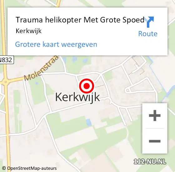 Locatie op kaart van de 112 melding: Trauma helikopter Met Grote Spoed Naar Kerkwijk op 7 juli 2023 06:19