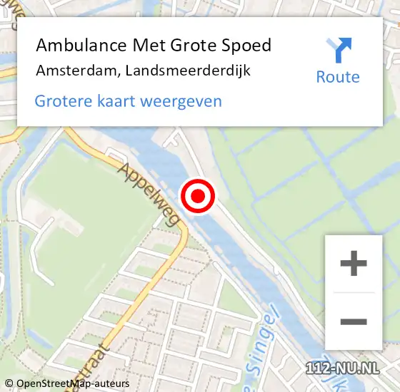 Locatie op kaart van de 112 melding: Ambulance Met Grote Spoed Naar Amsterdam, Landsmeerderdijk op 7 juli 2023 07:25