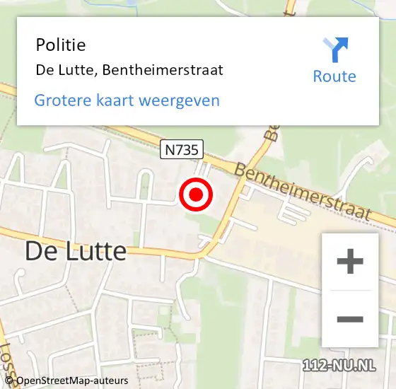 Locatie op kaart van de 112 melding: Politie De Lutte, Bentheimerstraat op 7 juli 2023 09:28