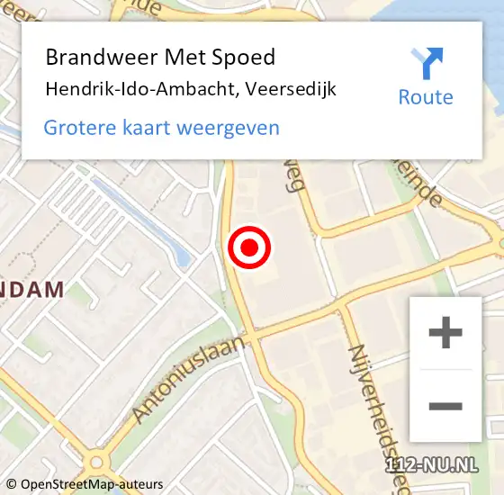 Locatie op kaart van de 112 melding: Brandweer Met Spoed Naar Hendrik-Ido-Ambacht, Veersedijk op 7 juli 2023 09:34