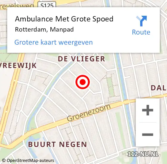 Locatie op kaart van de 112 melding: Ambulance Met Grote Spoed Naar Rotterdam, Manpad op 7 juli 2023 10:27