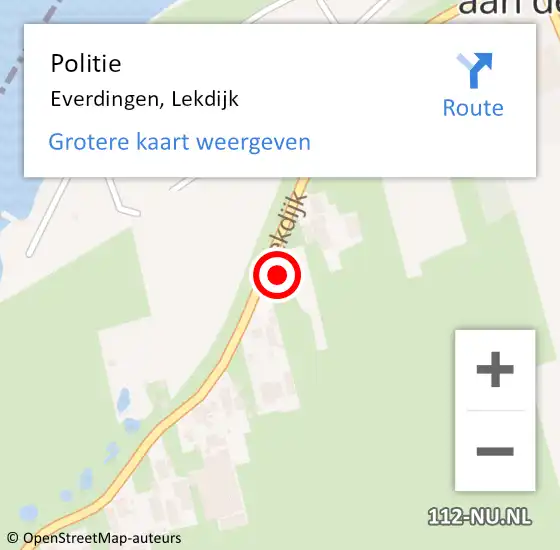 Locatie op kaart van de 112 melding: Politie Everdingen, Lekdijk op 7 juli 2023 10:42