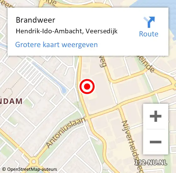 Locatie op kaart van de 112 melding: Brandweer Hendrik-Ido-Ambacht, Veersedijk op 7 juli 2023 11:32