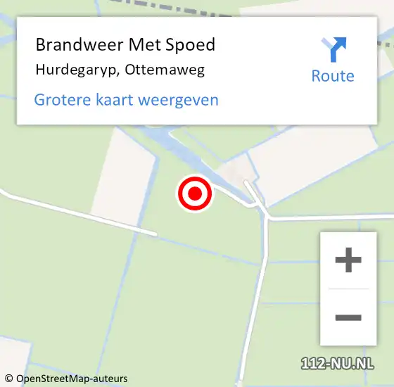 Locatie op kaart van de 112 melding: Brandweer Met Spoed Naar Hurdegaryp, Ottemaweg op 7 juli 2023 15:10