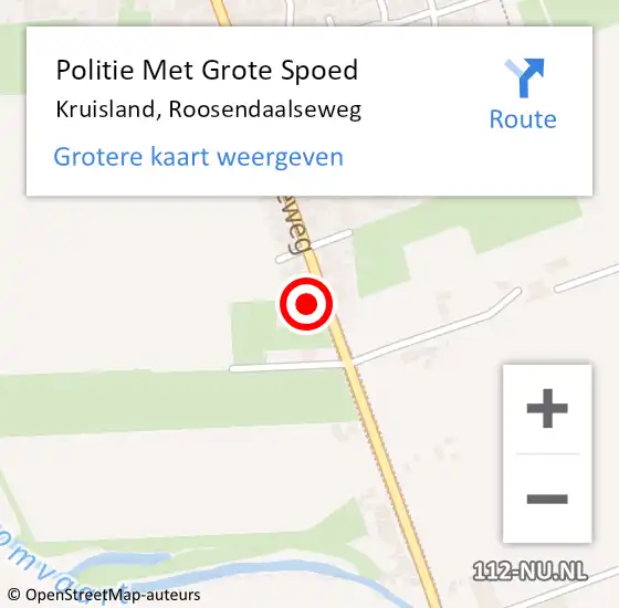 Locatie op kaart van de 112 melding: Politie Met Grote Spoed Naar Kruisland, Roosendaalseweg op 7 juli 2023 16:50