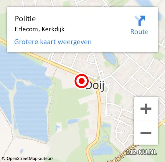 Locatie op kaart van de 112 melding: Politie Erlecom, Kerkdijk op 7 juli 2023 17:39