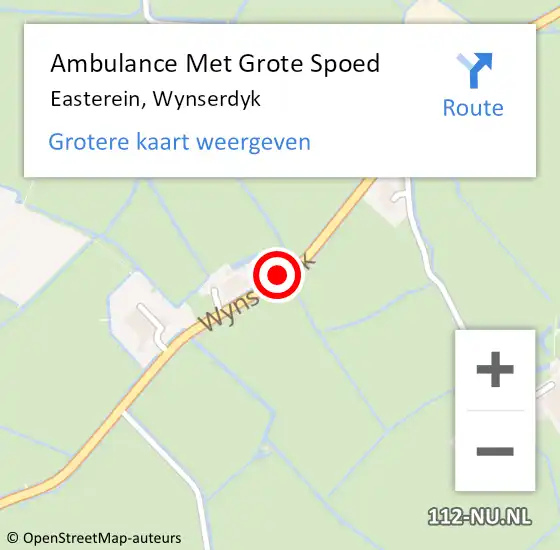 Locatie op kaart van de 112 melding: Ambulance Met Grote Spoed Naar Easterein, Wynserdyk op 31 augustus 2014 21:30