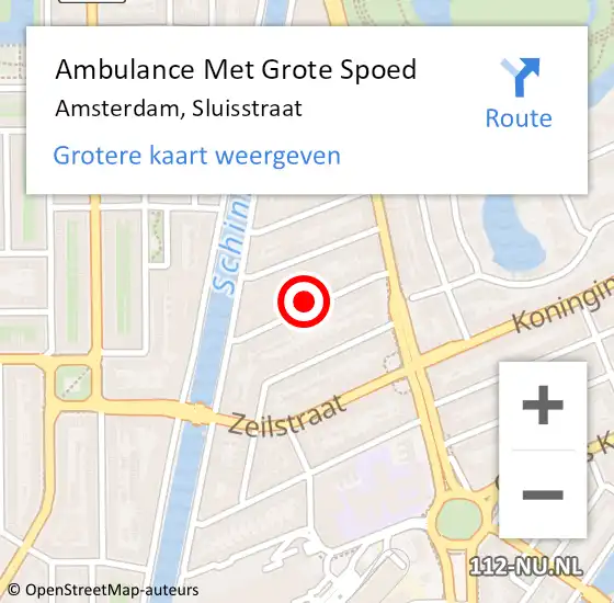 Locatie op kaart van de 112 melding: Ambulance Met Grote Spoed Naar Amsterdam, Sluisstraat op 7 juli 2023 18:05