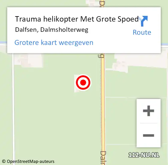 Locatie op kaart van de 112 melding: Trauma helikopter Met Grote Spoed Naar Dalfsen, Dalmsholterweg op 7 juli 2023 18:25