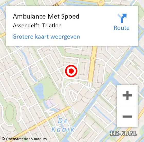 Locatie op kaart van de 112 melding: Ambulance Met Spoed Naar Assendelft, Triatlon op 7 juli 2023 18:28
