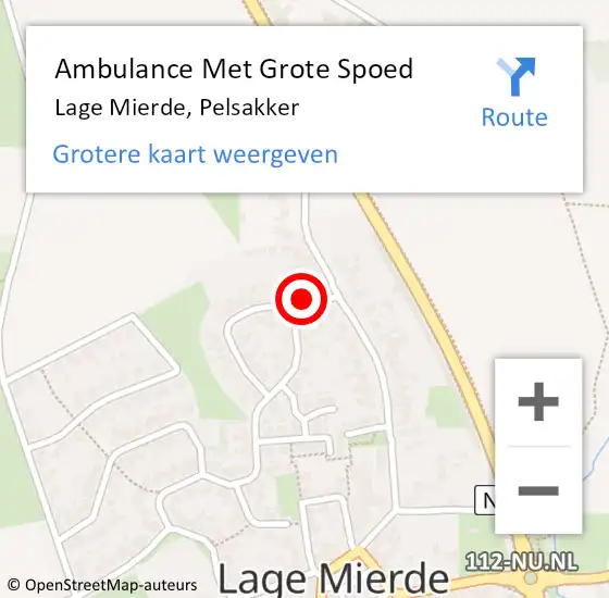 Locatie op kaart van de 112 melding: Ambulance Met Grote Spoed Naar Lage Mierde, Pelsakker op 31 augustus 2014 21:40