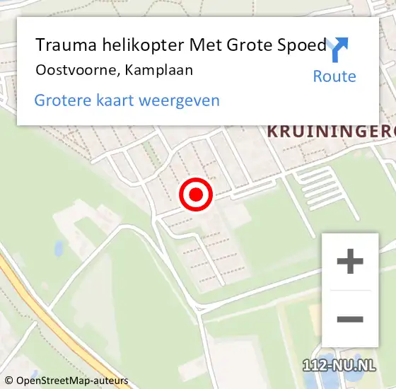 Locatie op kaart van de 112 melding: Trauma helikopter Met Grote Spoed Naar Oostvoorne, Kamplaan op 7 juli 2023 19:01