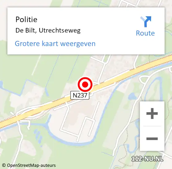 Locatie op kaart van de 112 melding: Politie De Bilt, Utrechtseweg op 7 juli 2023 19:56