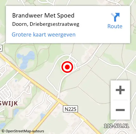 Locatie op kaart van de 112 melding: Brandweer Met Spoed Naar Doorn, Driebergsestraatweg op 7 juli 2023 20:53