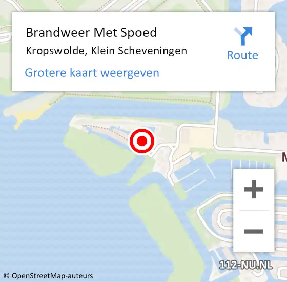 Locatie op kaart van de 112 melding: Brandweer Met Spoed Naar Kropswolde, Klein Scheveningen op 7 juli 2023 20:57