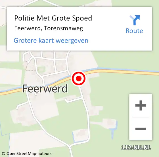 Locatie op kaart van de 112 melding: Politie Met Grote Spoed Naar Feerwerd, Torensmaweg op 7 juli 2023 21:12