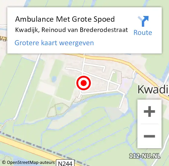 Locatie op kaart van de 112 melding: Ambulance Met Grote Spoed Naar Kwadijk, Reinoud van Brederodestraat op 7 juli 2023 21:59