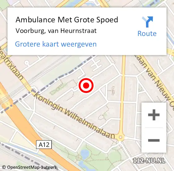 Locatie op kaart van de 112 melding: Ambulance Met Grote Spoed Naar Voorburg, van Heurnstraat op 8 juli 2023 01:43