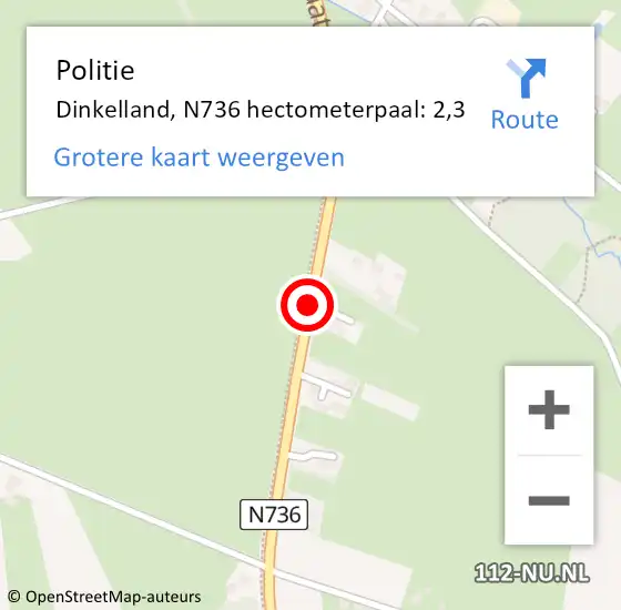 Locatie op kaart van de 112 melding: Politie Dinkelland, N736 hectometerpaal: 2,3 op 8 juli 2023 02:10