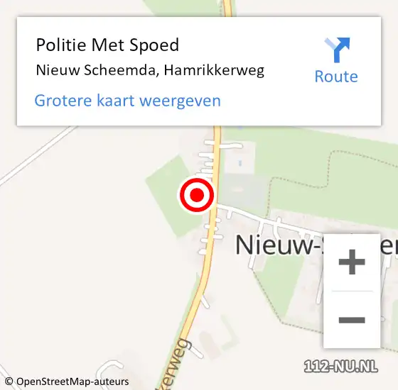 Locatie op kaart van de 112 melding: Politie Met Spoed Naar Nieuw Scheemda, Hamrikkerweg op 8 juli 2023 06:54