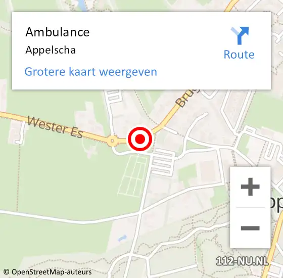 Locatie op kaart van de 112 melding: Ambulance Appelscha op 8 juli 2023 07:51