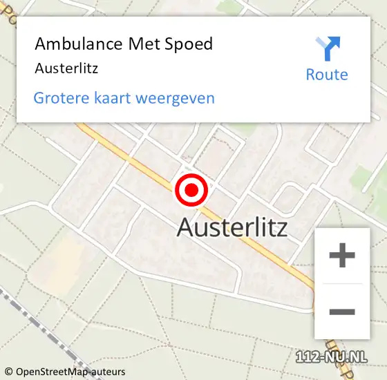 Locatie op kaart van de 112 melding: Ambulance Met Spoed Naar Austerlitz op 8 juli 2023 09:56